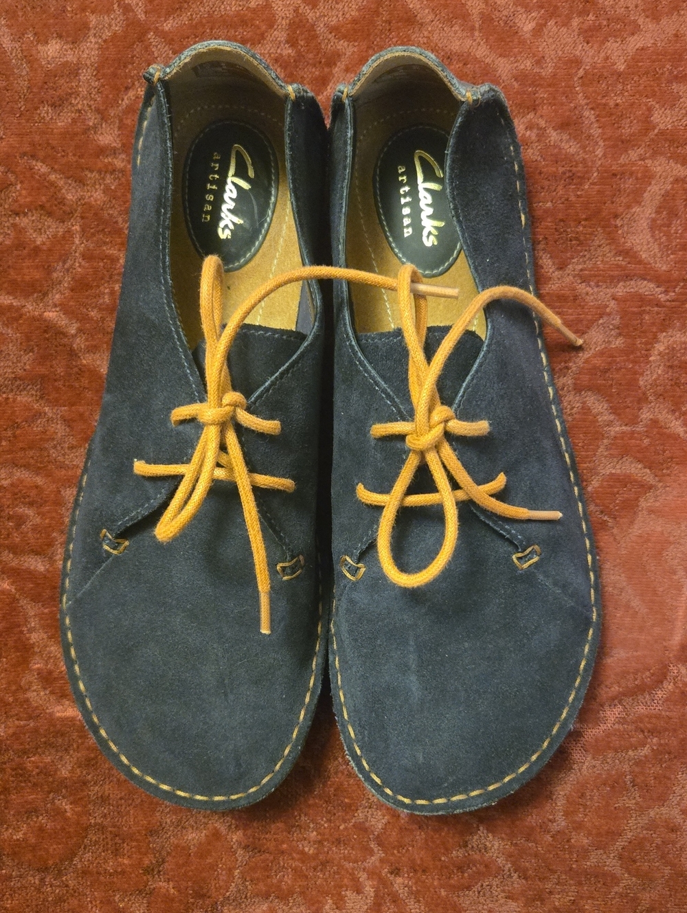 Clarks Navy Suede with Tan Laces